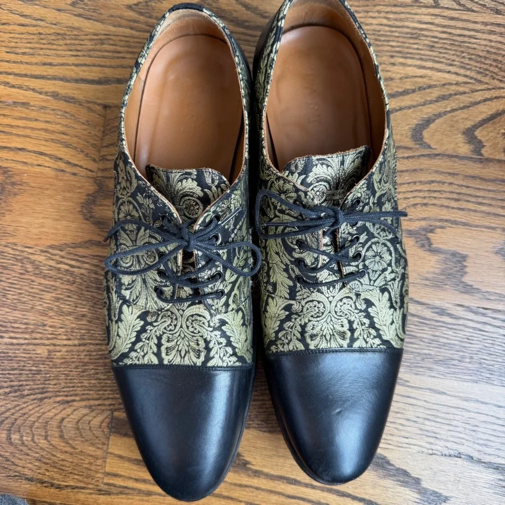 Taft The Jack Shoe Eden Noir Dress Shoes Men's EU 45 (US 12) Black Gold Jacquard